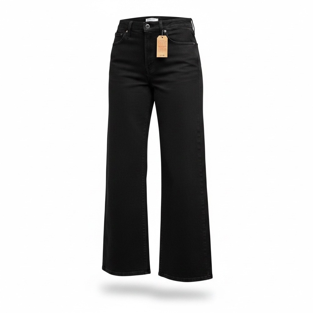 Levis 318 Shaping Wide Leg Jeans Womens 24W M Black Stellar Stretch Mid Rise NEW